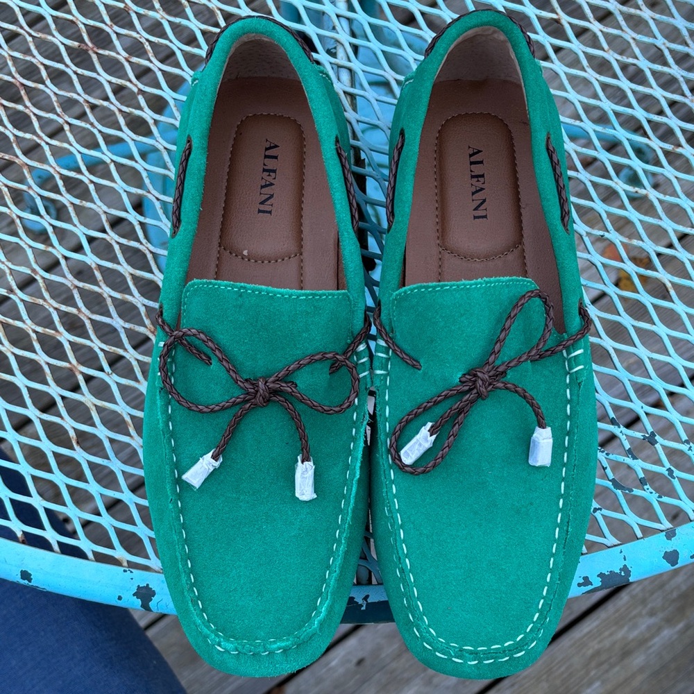 Alfani Men's Vibrant Green Suede Slip-Ons